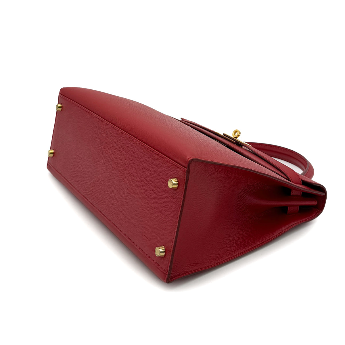 LUXURY PROMISE HERMES KELLY 32 SELLIER ROUGE VIF COUCHVEL HAND SHOULDER BAG □B GHW 90287877
