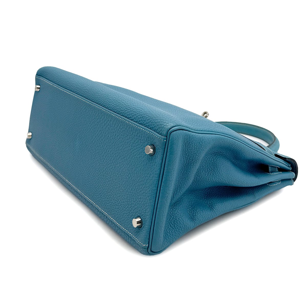 Luxury PROMISE HERMES KELLY 35 RETOURNE BLUE JEAN TAURILLON CLEMENCE HAND SHOULDER BAG 2003 SQUARE G PALLADIUM HARDWARE 90312603