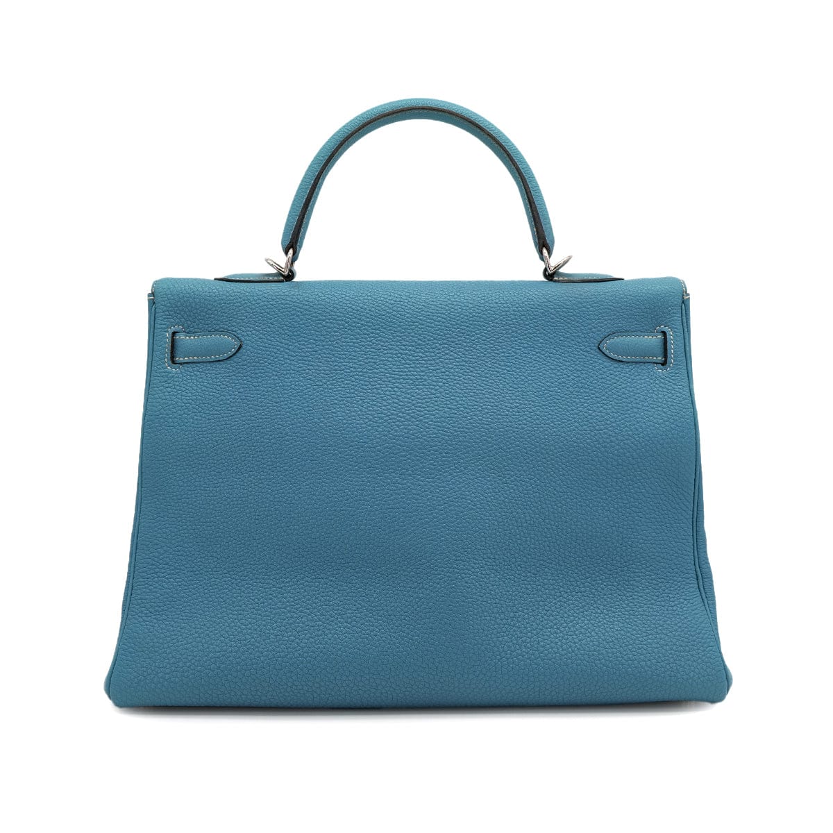 Luxury PROMISE HERMES KELLY 35 RETOURNE BLUE JEAN TAURILLON CLEMENCE HAND SHOULDER BAG 2003 SQUARE G PALLADIUM HARDWARE 90312603