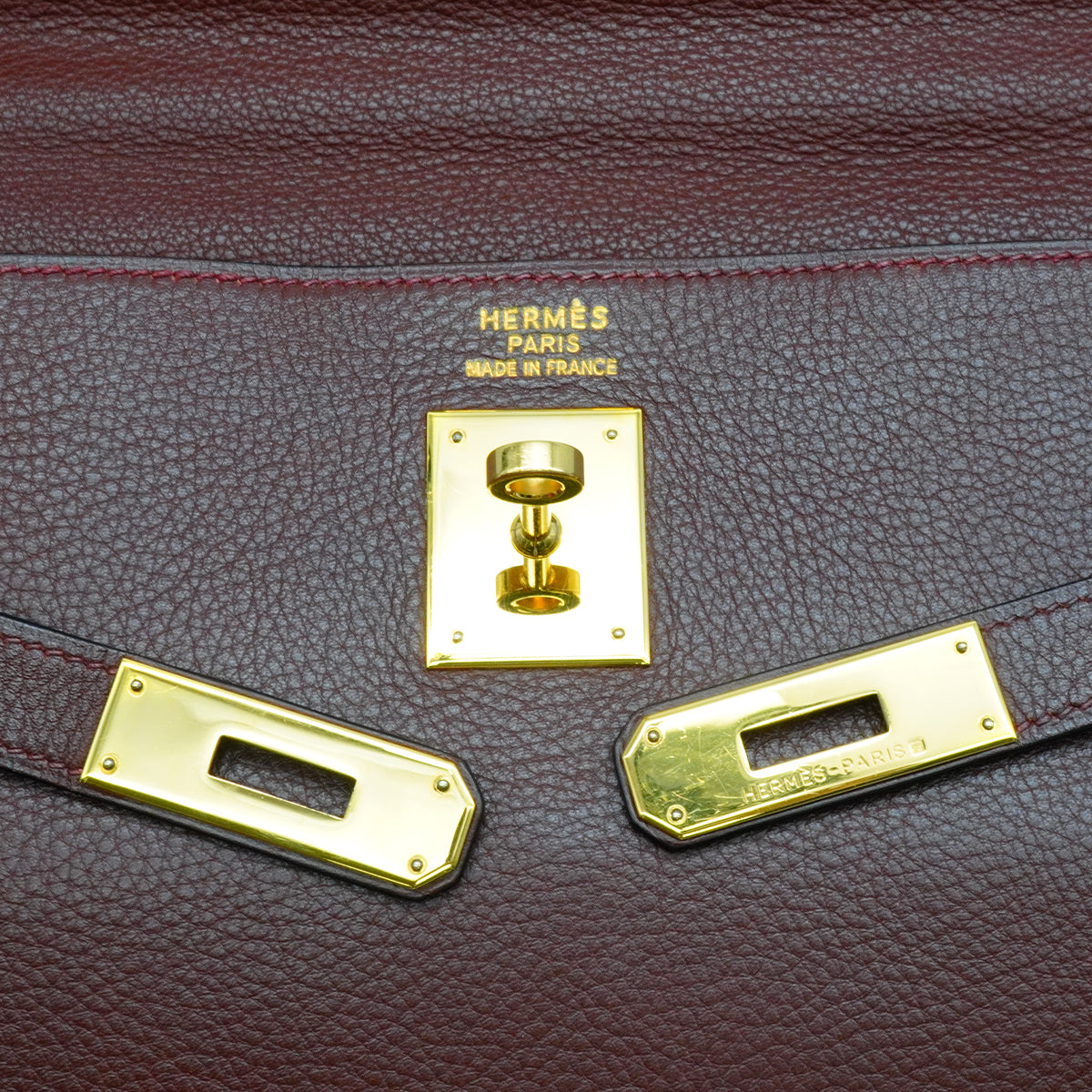 LUXURY PROMISE HERMES KELLY 35 RETOURNE MARRON FONCE TOGO HAND SHOULDER BAG 2000 SQUARE D GOLD HARDWARE 90341430