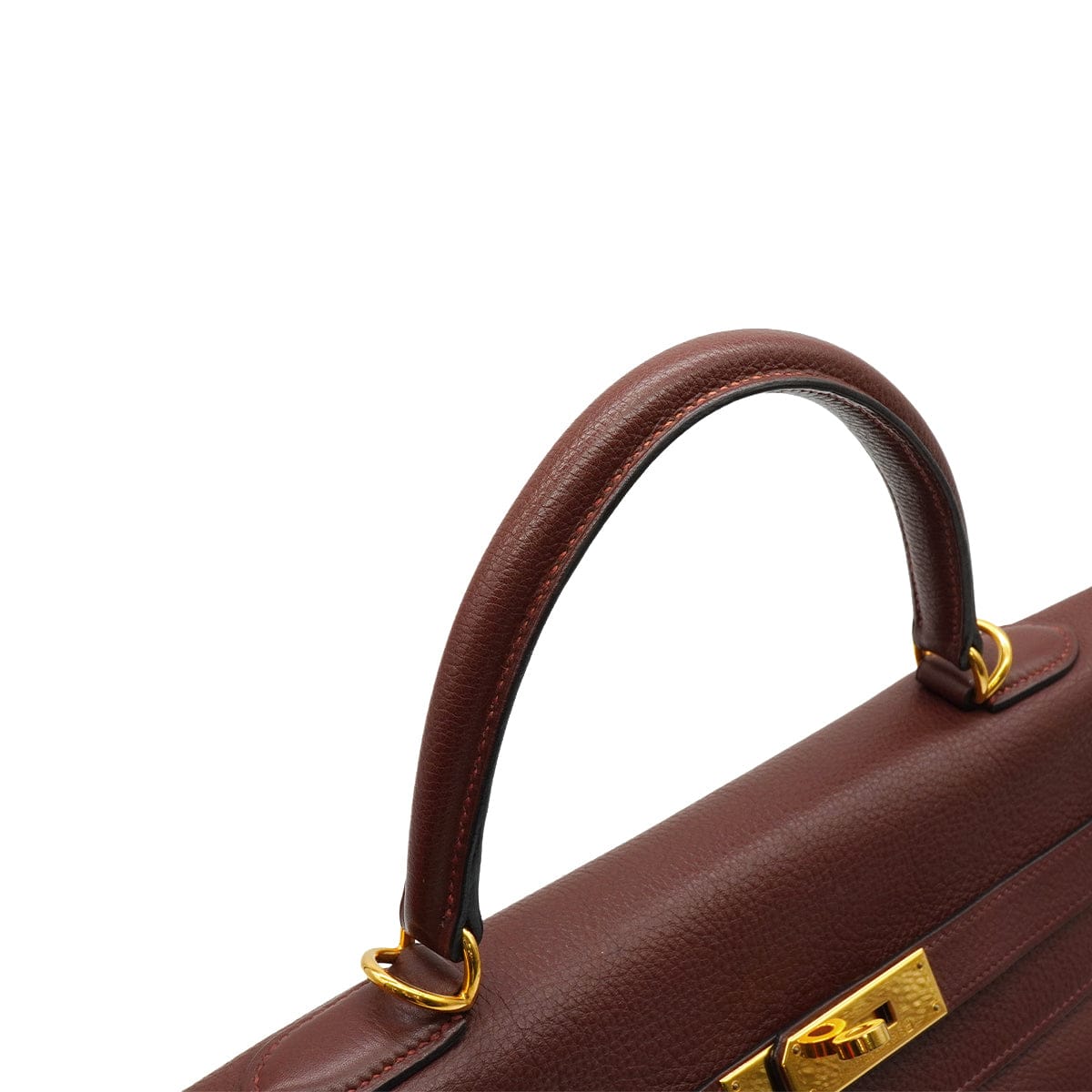 LUXURY PROMISE HERMES KELLY 35 RETOURNE MARRON FONCE TOGO HAND SHOULDER BAG 2000 SQUARE D GOLD HARDWARE 90341430
