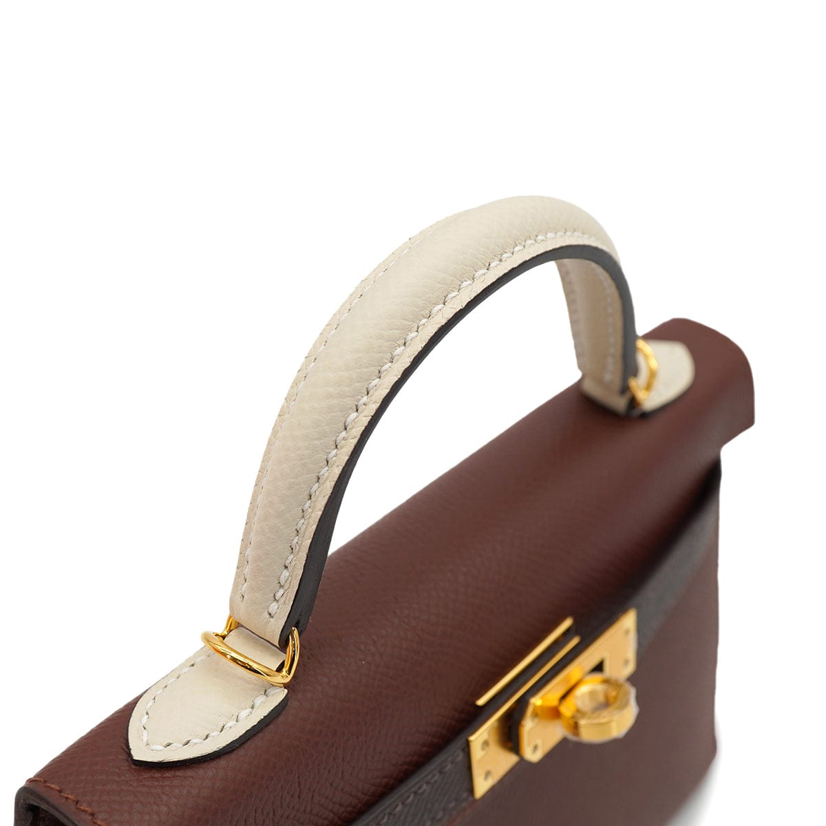 LUXURY PROMISE HERMES KELLY MINI 2 TRICOLOR SELLIER TERRE EBENE CRAIE VEAU EPSOM HAND SHOULDER BAG 2026 G STAMP GOLD HARDWARE 90335892