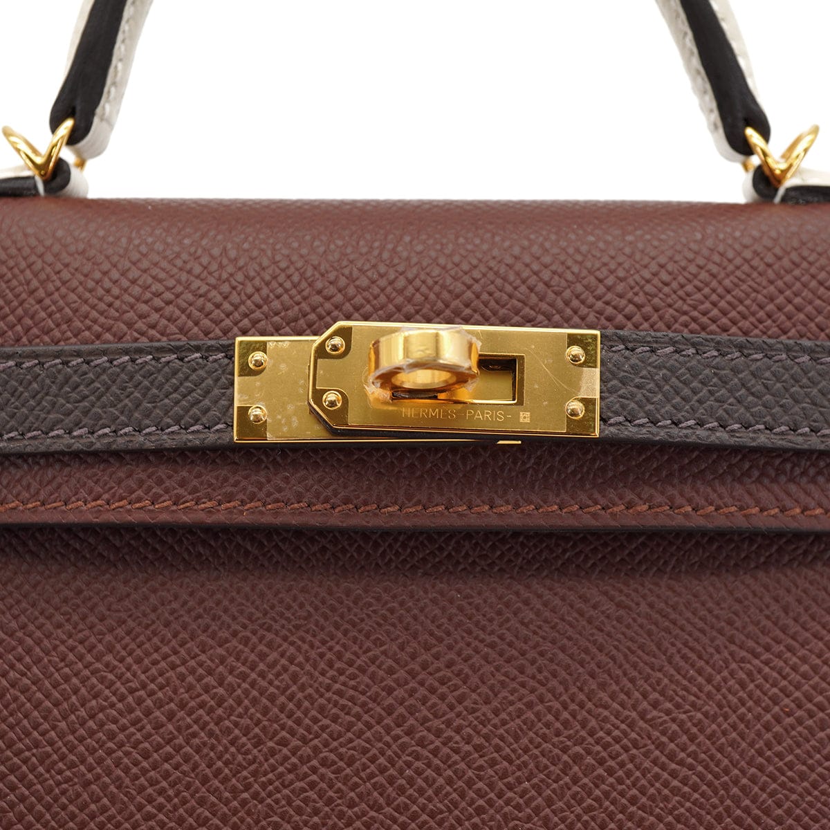 LUXURY PROMISE HERMES KELLY MINI 2 TRICOLOR SELLIER TERRE EBENE CRAIE VEAU EPSOM HAND SHOULDER BAG 2026 G STAMP GOLD HARDWARE 90335892