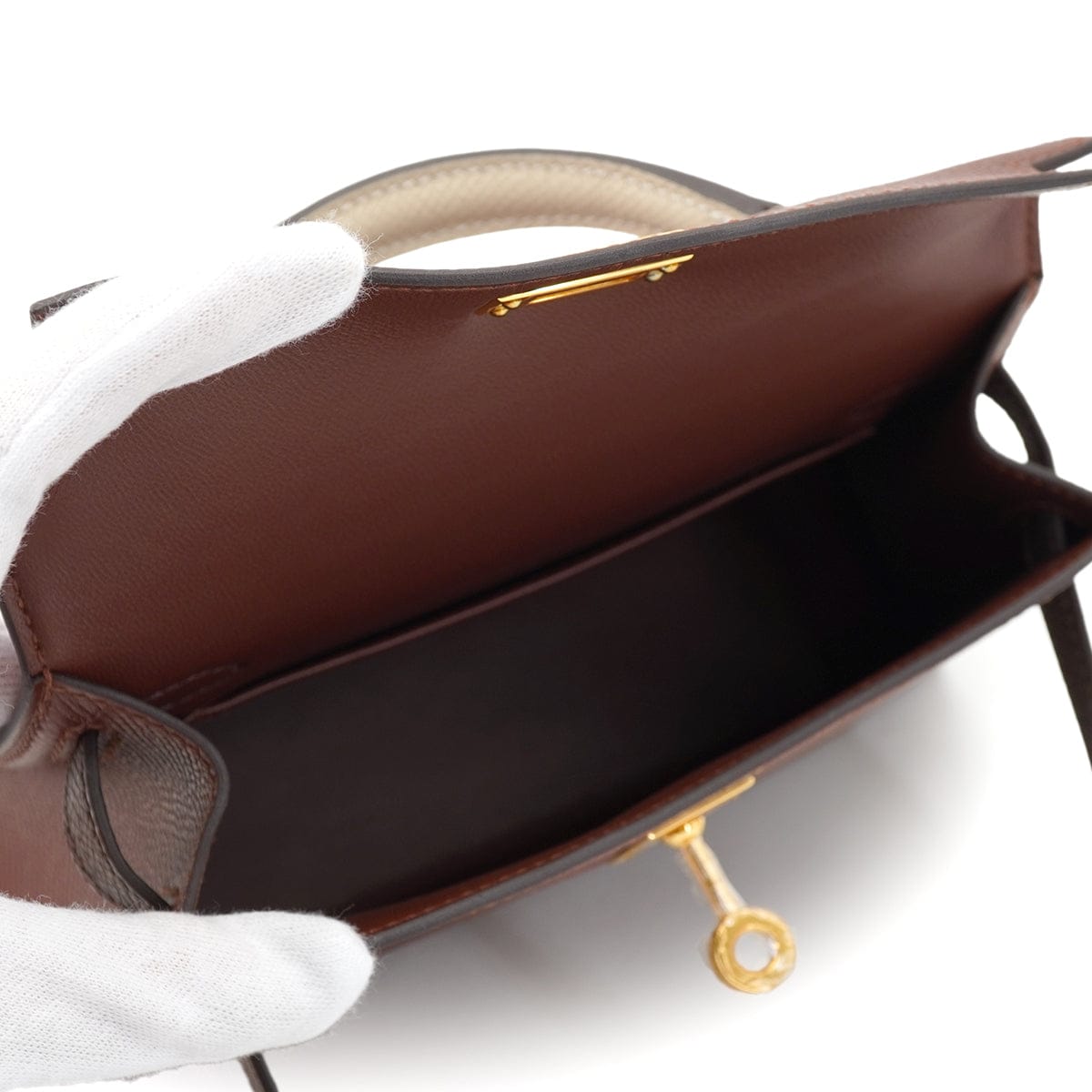 LUXURY PROMISE HERMES KELLY MINI 2 TRICOLOR SELLIER TERRE EBENE CRAIE VEAU EPSOM HAND SHOULDER BAG 2026 G STAMP GOLD HARDWARE 90335892