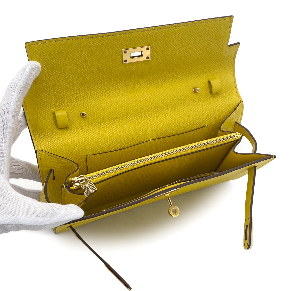 LUXURY PROMISE HERMES KELLY WALLET LONG TO GO JAUNE DE NAPLES VEAU EPSOM WALLET SHOULDER BAG B GHW 90282275
