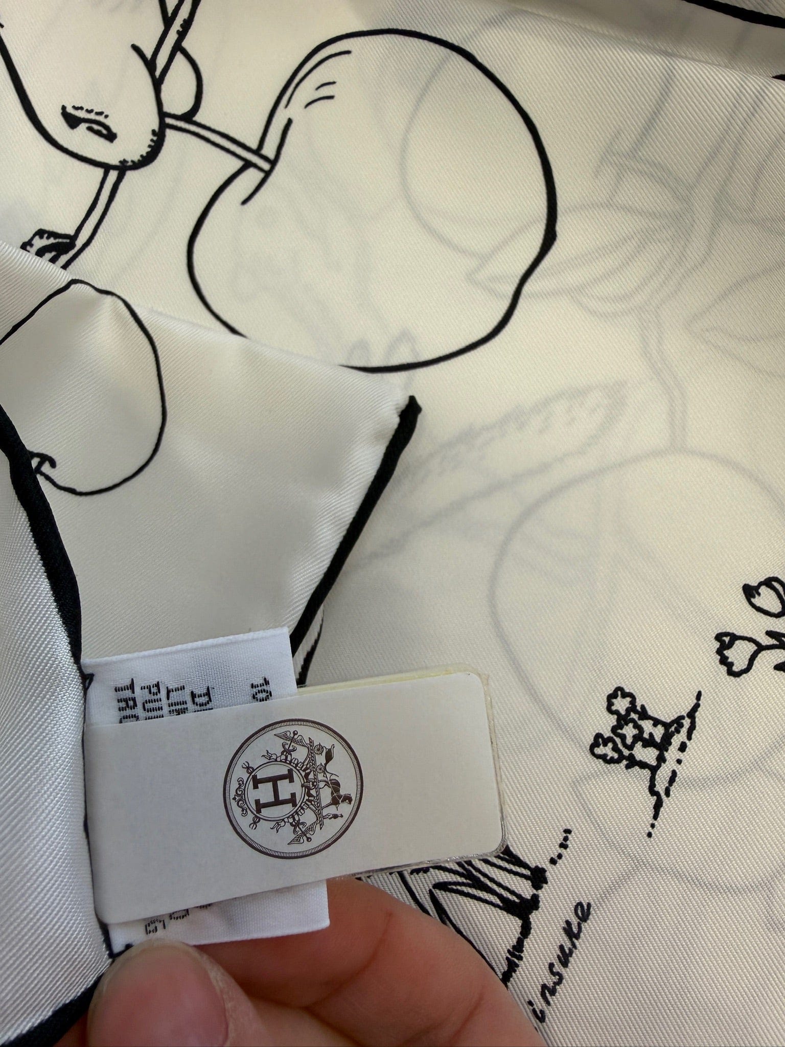 Luxury Promise Hermes Le Pommier Sellier scarf 90 blanc / noir