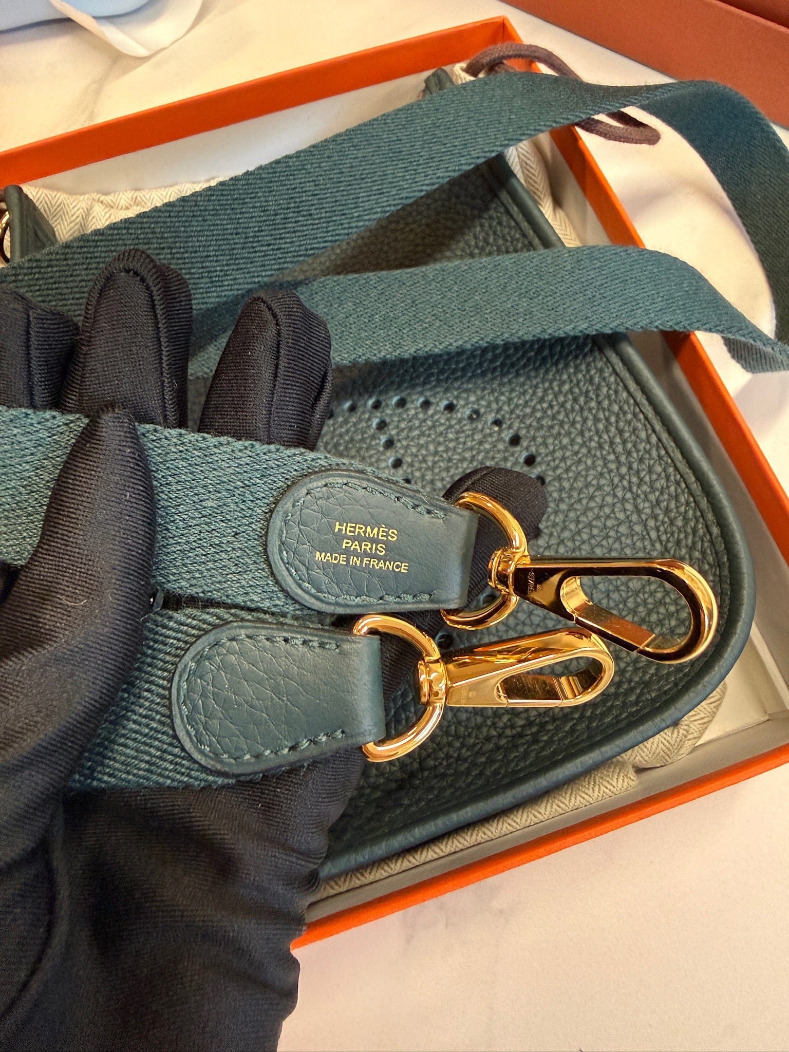 Luxury Promise Hermès Mini Evelyne Clemence Gold Hardware Stamp U – Like New