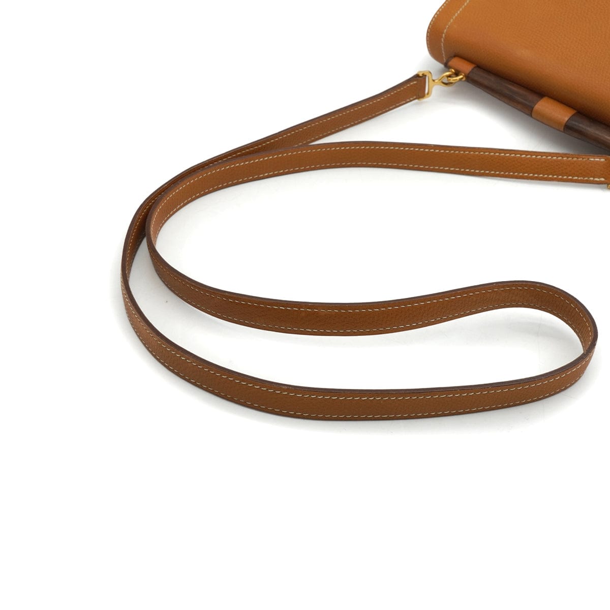 LUXURY PROMISE HERMES NATURAL COUCHEVEL WOOD SHOULDER BAG 1981 CIRCLE K GOLD HARDWARE 90341433
