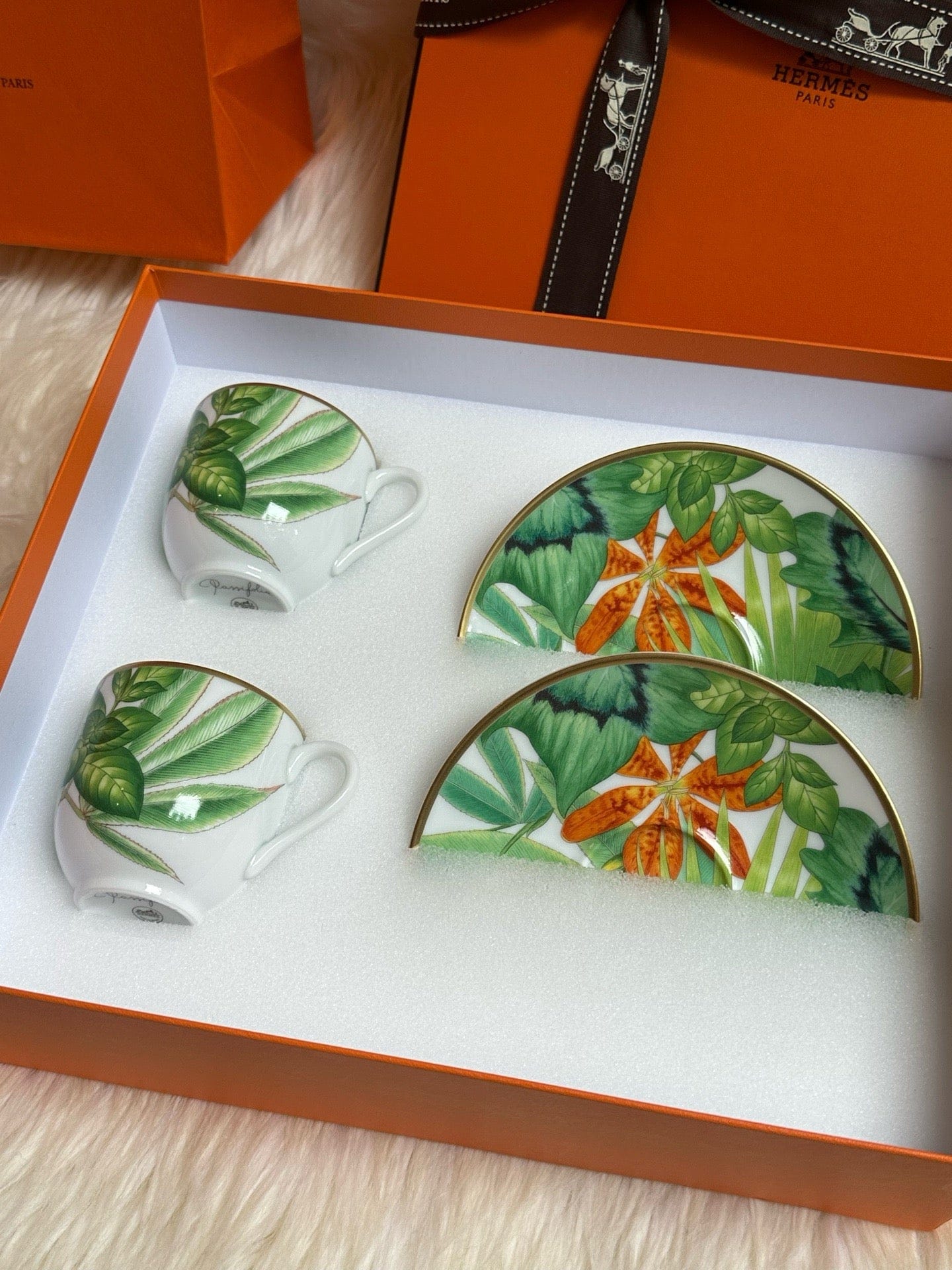 Luxury Promise Hermès "Passifolia" Coffee Cup & Saucer Set