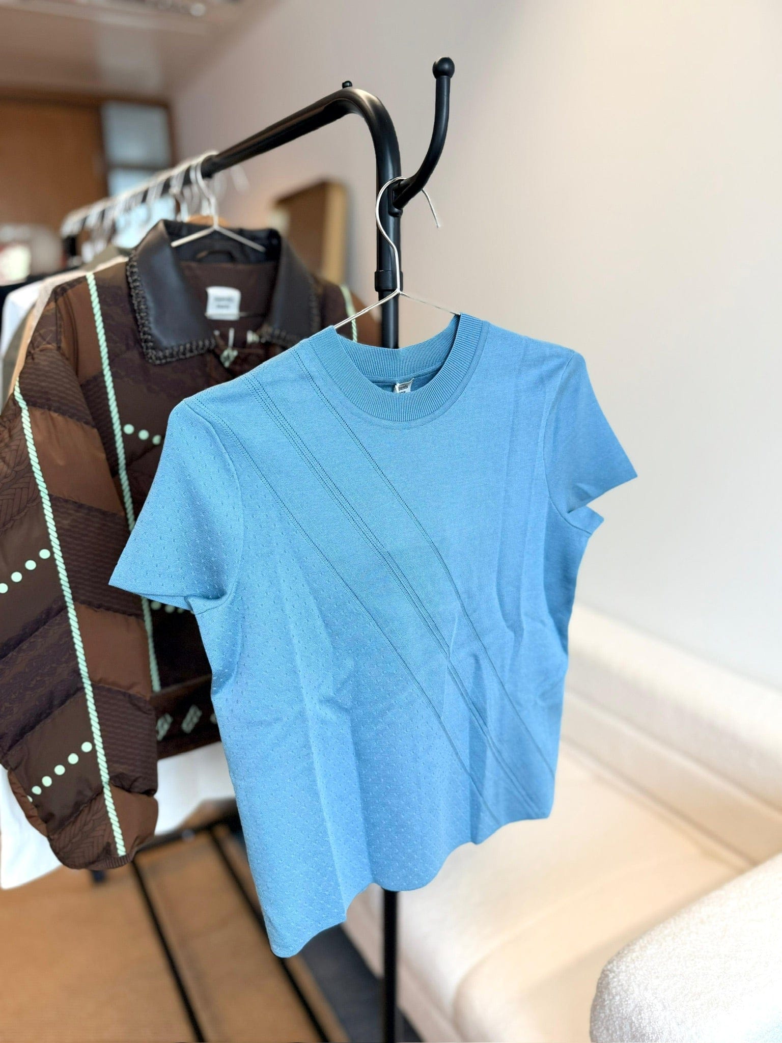 Luxury Promise Hermès Perforated Knit Top - Teal Blue