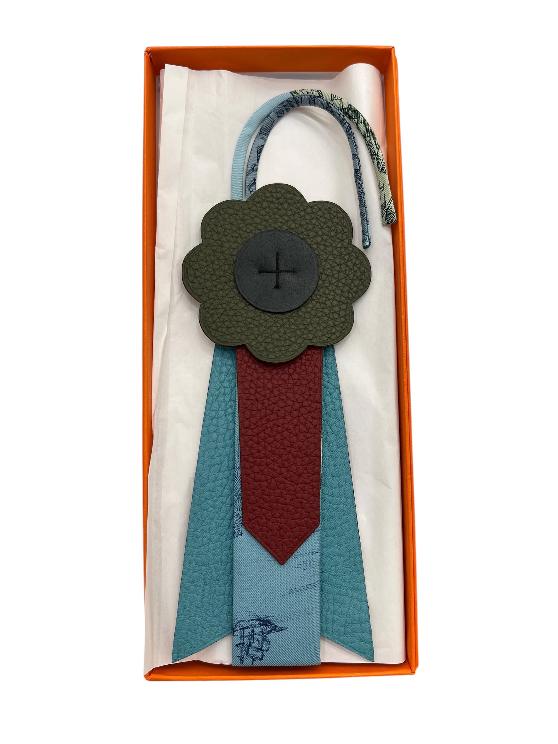 Luxury Promise Hermes Petit H Charm Multicolour Blue Silk / Olive SKC8373H