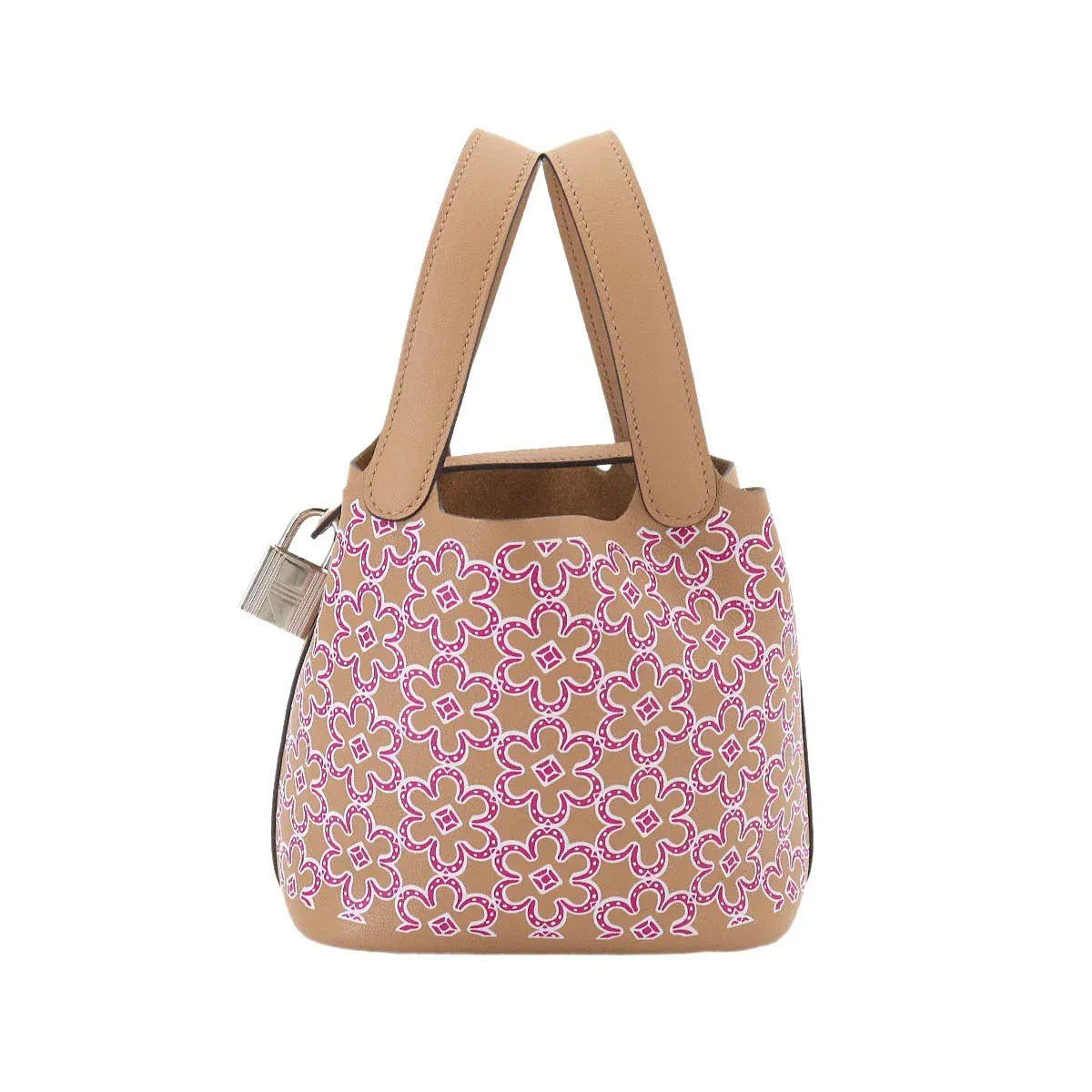 LUXURY PROMISE HERMES Picotin Lock Micro Lucky Daisy Hand Bag Swift Chai Rose Blanc 90326948