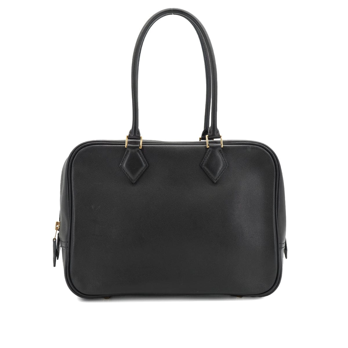 LUXURY PROMISE HERMES PLUME 28 BLACK EVERCALF HAND BAG 1968 X STAMP GOLD HARDWARE 90334493