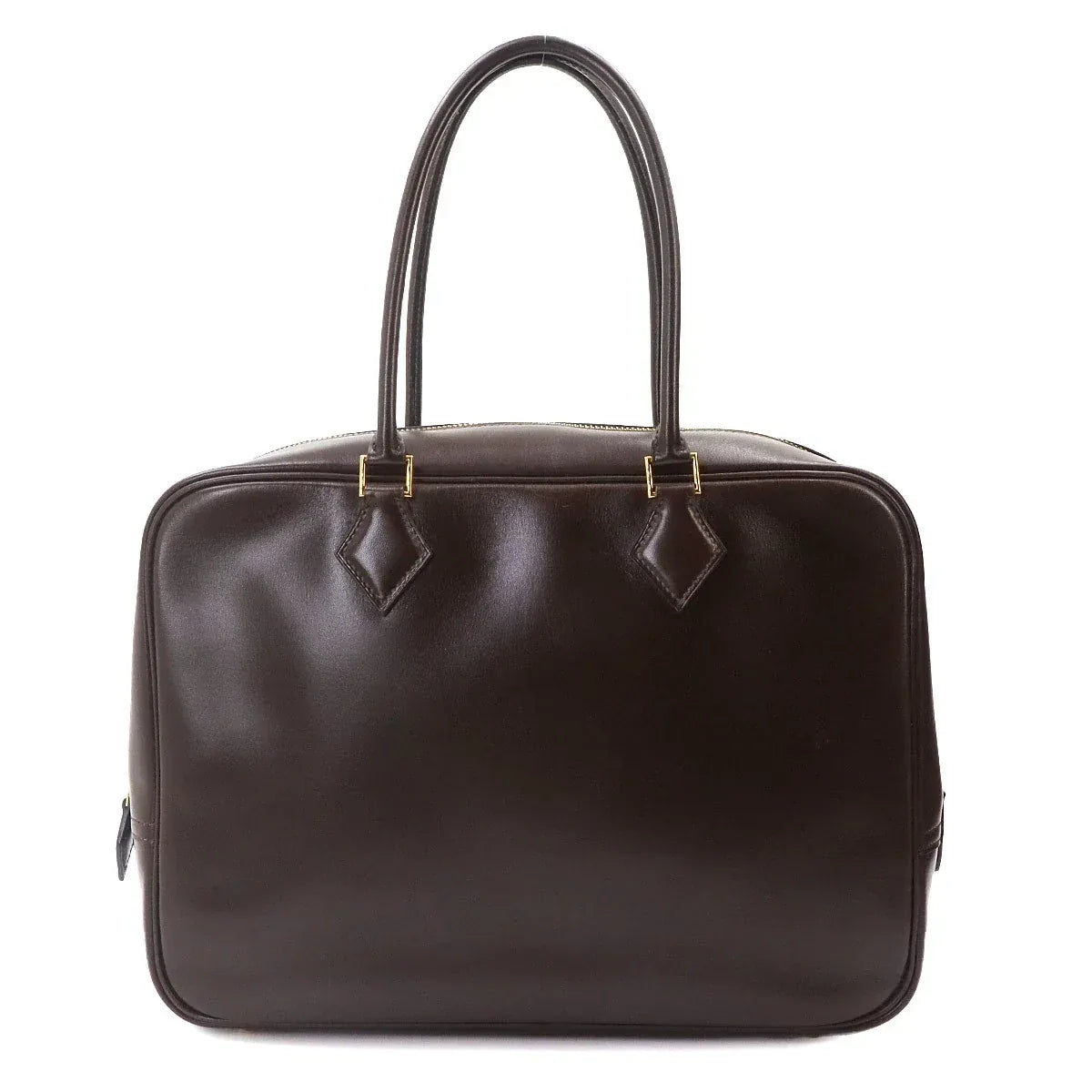 LUXURY PROMISE HERMES Plume 32 Hand Bag Box calf Ebene Brown Purse 90332412