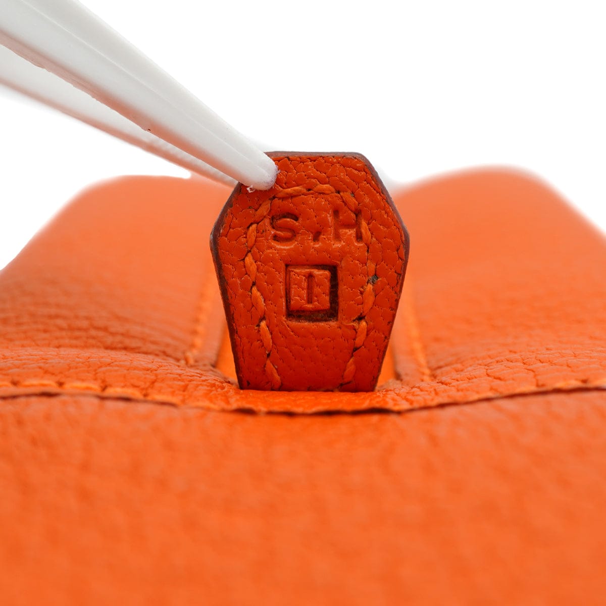 LUXURY PROMISE HERMES PLUME ELAN 28 ORANGE CHEVRE HAND BAG 2005 SQUARE I PALLADIUM HARDWARE 90335827