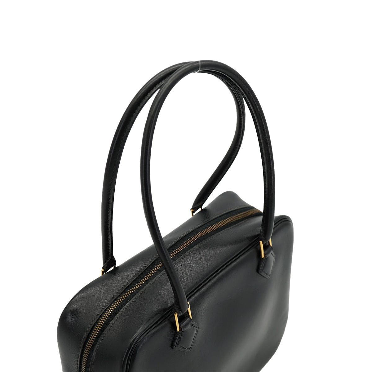 LUXURY PROMISE HERMES PLUME MINI BLACK BOX CALF HAND BAG 1993 CIRCLE W GOLD HARDWARE 90335574