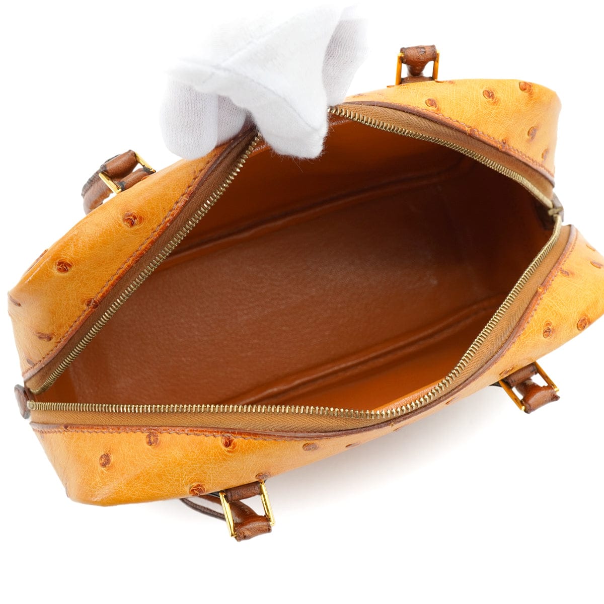LUXURY PROMISE HERMES PLUME MINI CHESTNUT ETRUSQUE OSTRICH HAND BAG 2000 SQUARE D GOLD HARDWARE 90334139