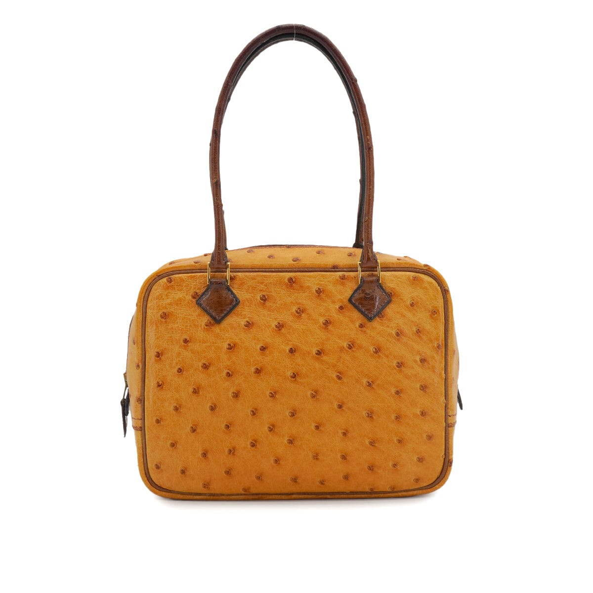 LUXURY PROMISE HERMES PLUME MINI CHESTNUT ETRUSQUE OSTRICH HAND BAG 2000 SQUARE D GOLD HARDWARE 90334139