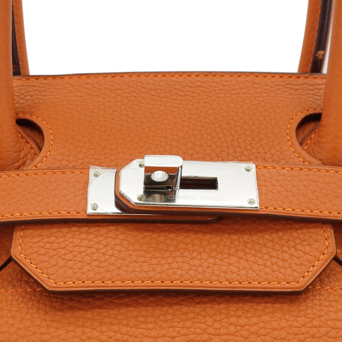LUXURY PROMISE HERMES SHOULDER BIRKIN ORANGE TAURILLON CLEMENCE HAND BAG 2005 SQUARE I PALLADIUM HARDWARE 90339634