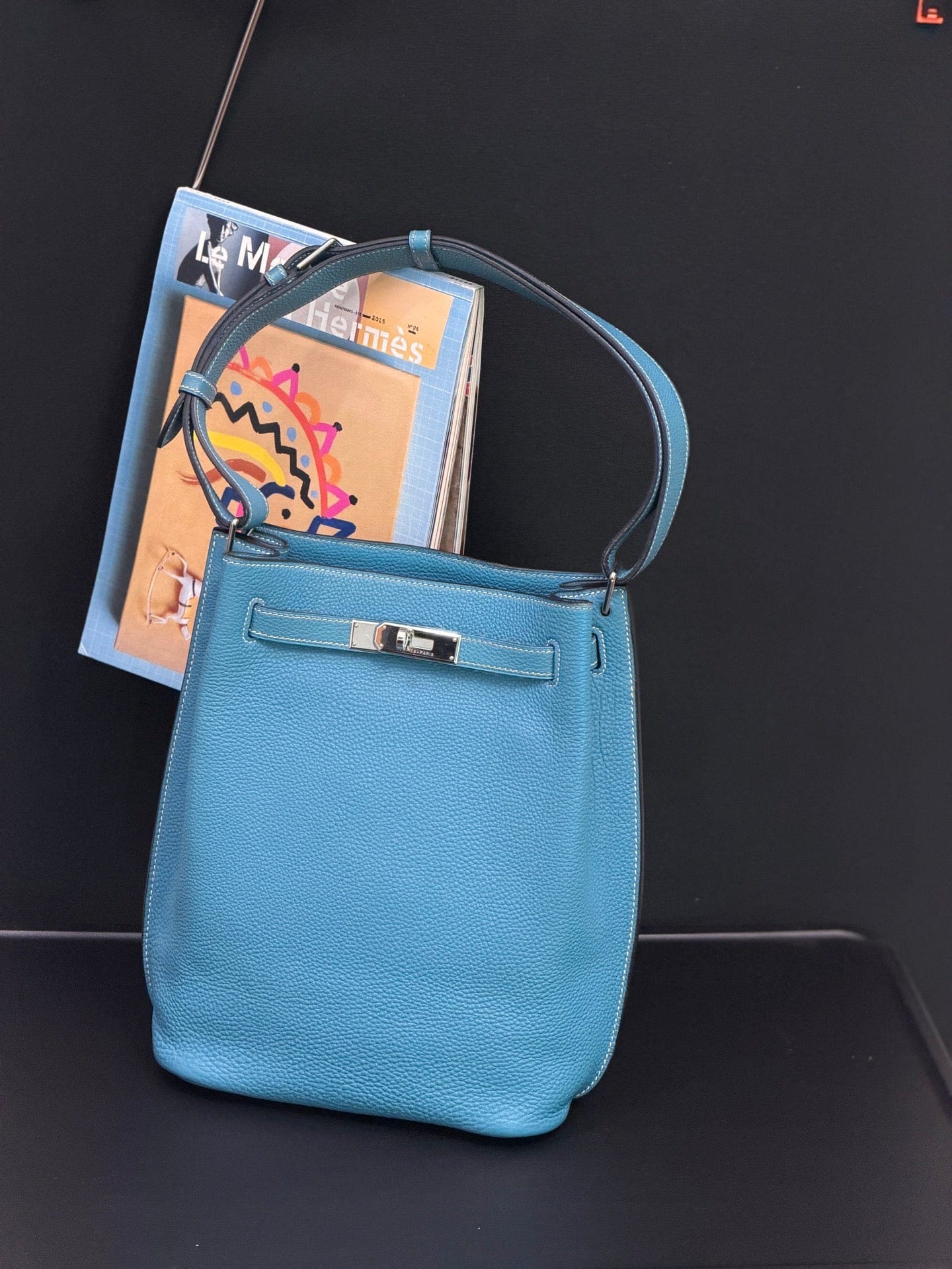 LUXURY PROMISE Hermès So Kelly 22 Bleu Jean Epsom Palladium Hardware (L Stamp) – Pristine Original Condition