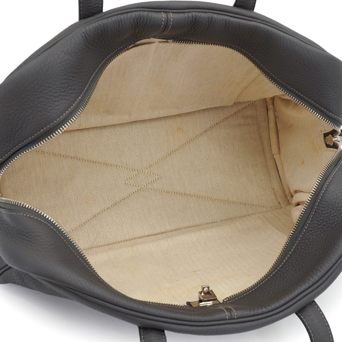 HERMES VICTORIA 35 GRAPHITE TAURILLON CLEMENCE HAND BAG 2008 SQUARE L PALLADIUM HARDWARE 90335140
