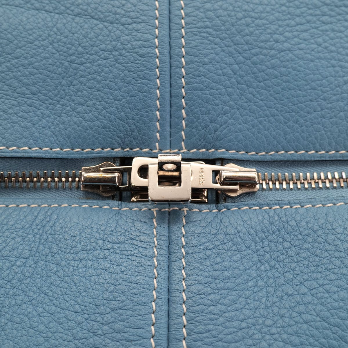LUXURY PROMISE HERMES VICTORIA 50 BLUE JEAN TAURILLON CLEMENCE HAND BAG □C SHW 90304031