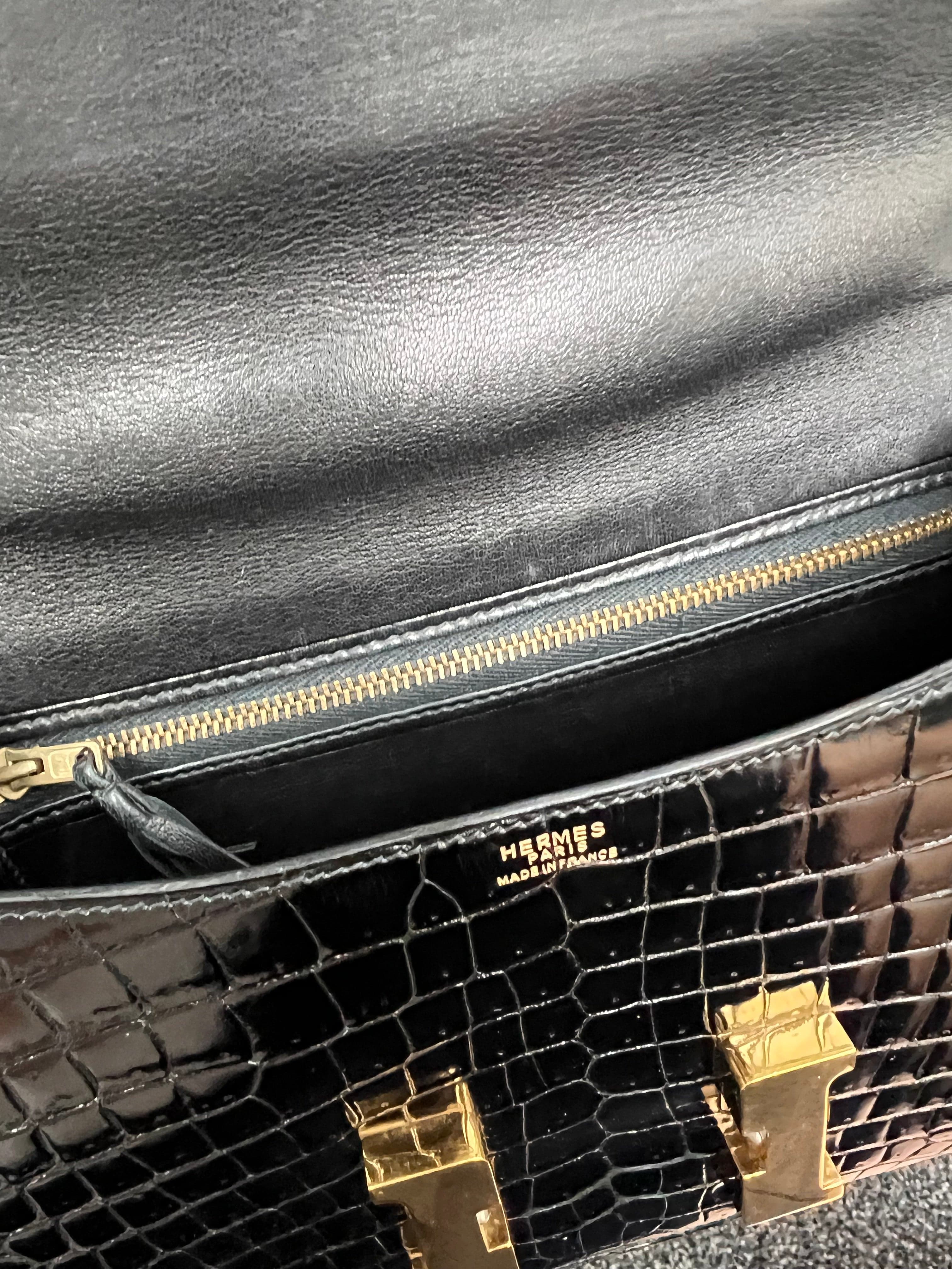 Luxury Promise Hermes Vintage Constance 23 Black Crocodile GHW #C SYCYB1137
