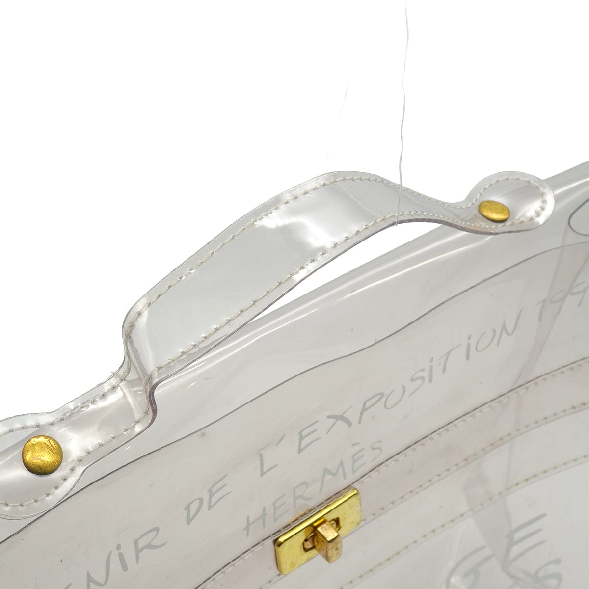 LUXURY PROMISE HERMES VINYL KELLY SOUVENIR DE L' EXPOSITION 1997 CLEAR HAND BAG GOLD HARDWARE 90338368