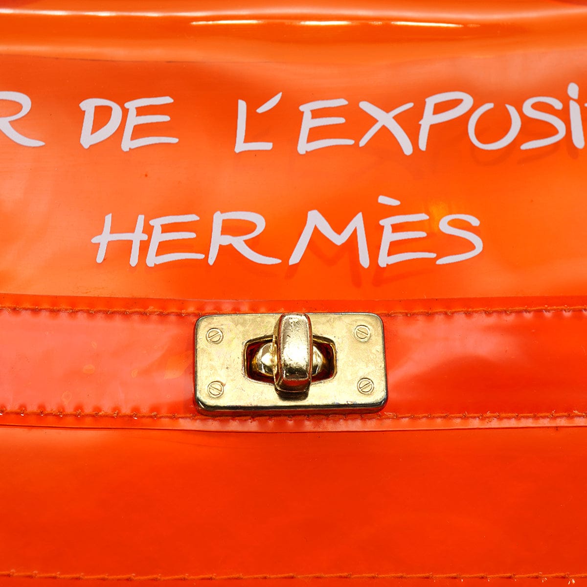 LUXURY PROMISE HERMES VINYL KELLY SOUVENIRDEL' EXPOSITION 1998 ORANGE VINYL HAND BAG 90340380