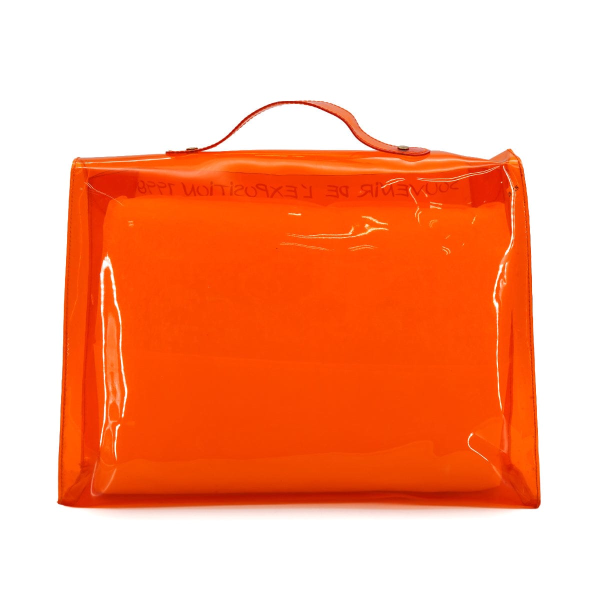 LUXURY PROMISE HERMES VINYL KELLY SOUVENIRDEL' EXPOSITION 1998 ORANGE VINYL HAND BAG 90340380