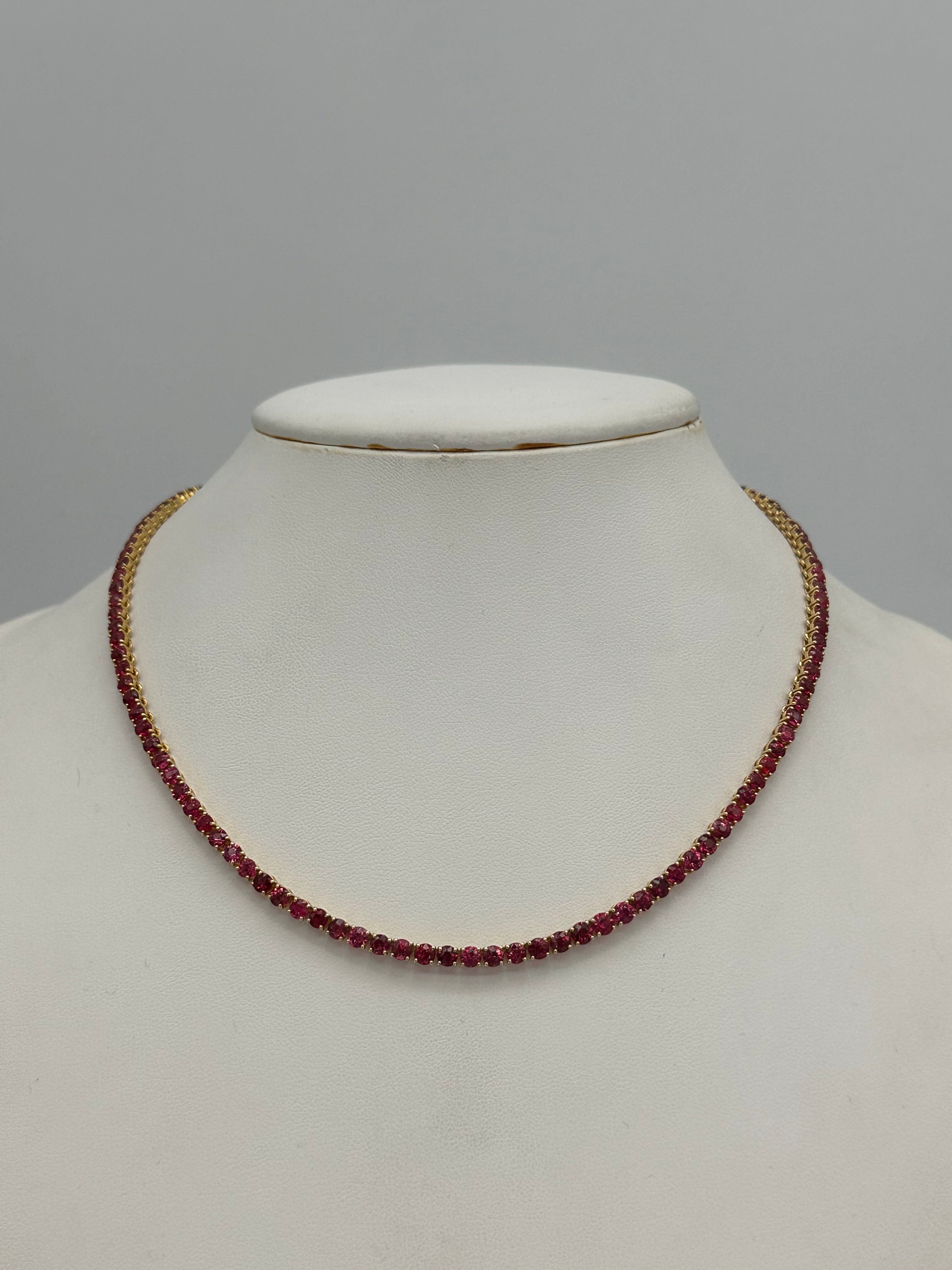 Luxury Promise HOT PINK SPINEL TENNIS NECKLACE YG AVCHK428