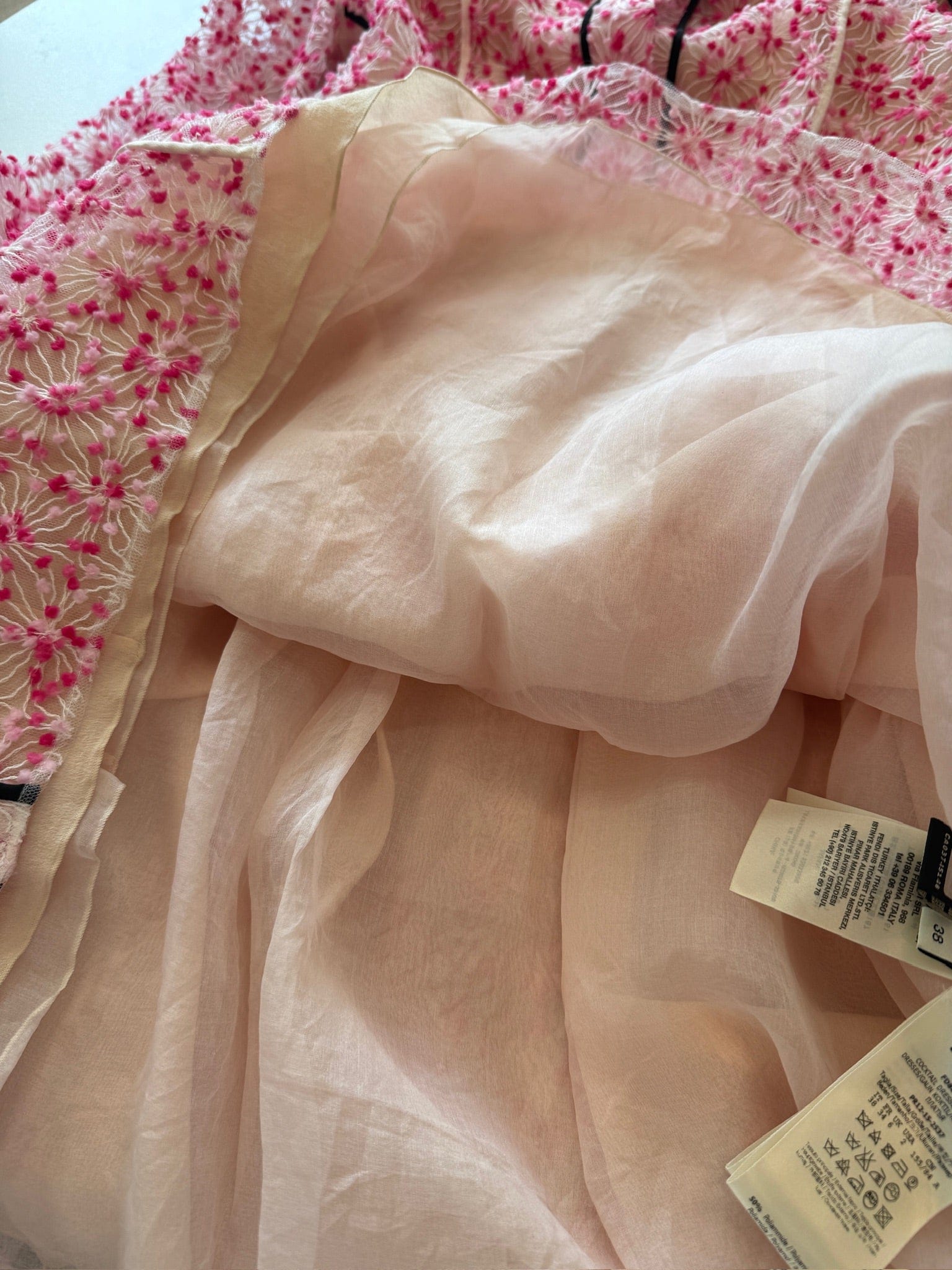 Luxury Promise IT 38 FENDI Pink Floral Sheer Blouse dress