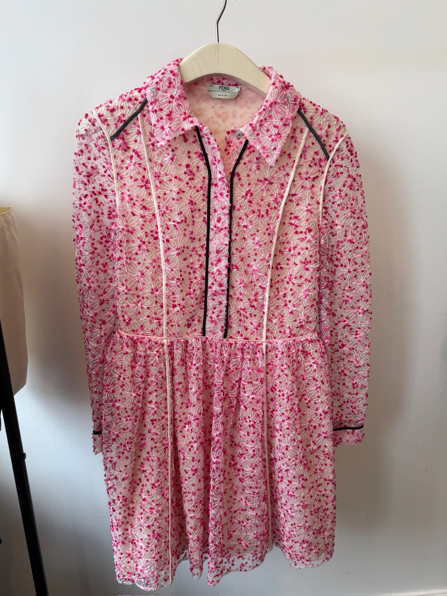 Luxury Promise IT 38 FENDI Pink Floral Sheer Blouse dress