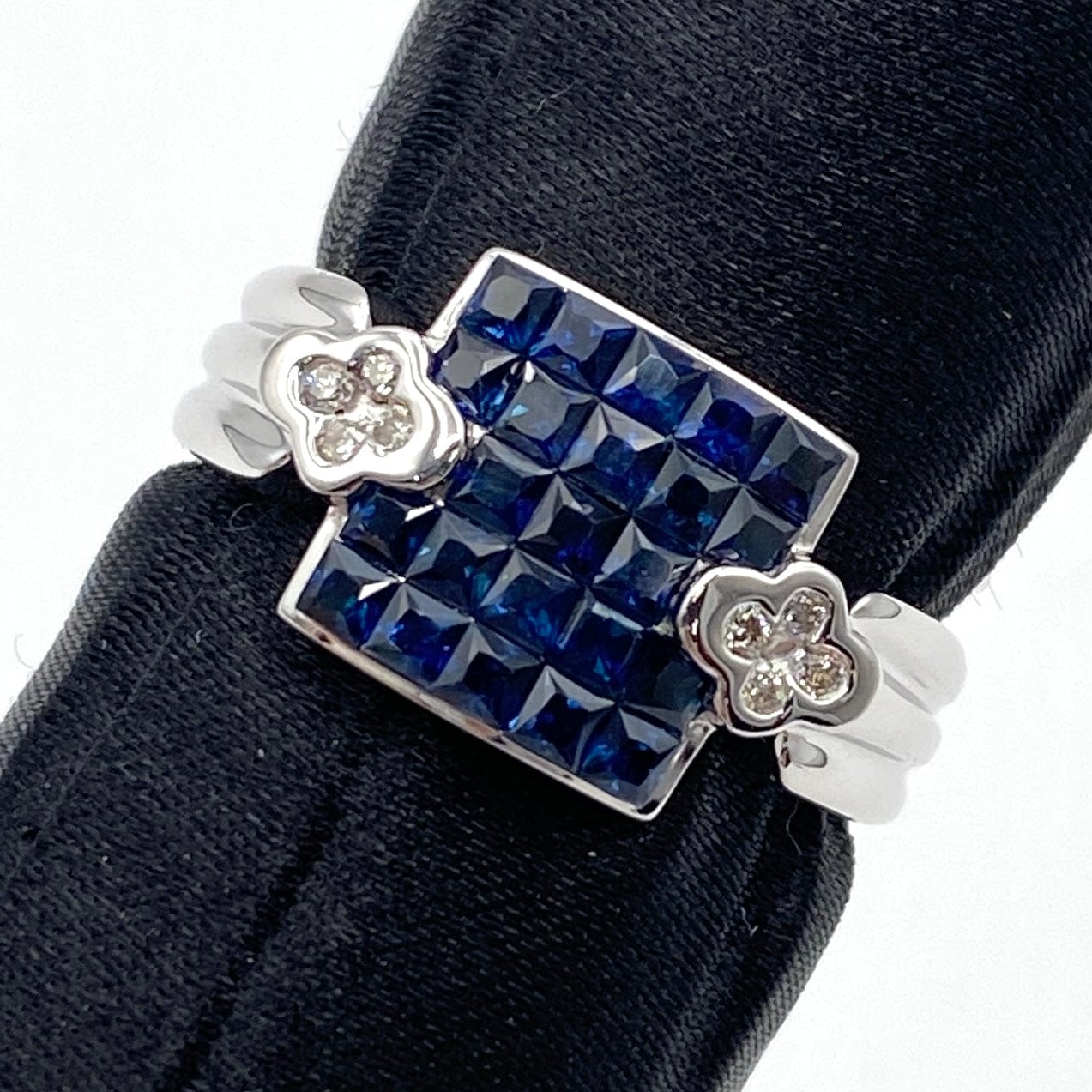 Luxury Promise Japan 18K White Gold Sapphire Ring SA 0.90 DA 0.06 6.8g US6.5 26-20889-0