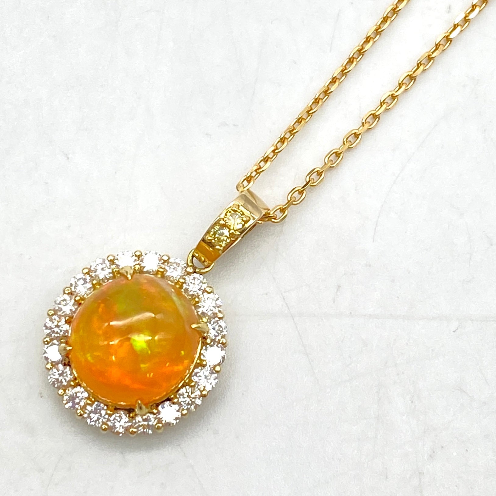 Luxury Promise Japan 25-30772-0 K18 Fire Opal Necklace FOP 5.41 DA 1.00 DA 0.06 9.5g G RJ So