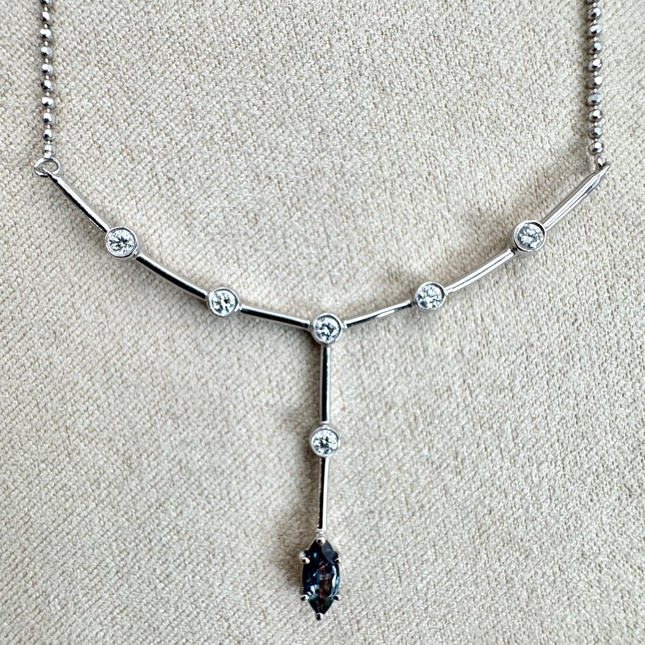 Luxury Promise Japan 45653 KARATI K18WG Alexandrite Necklace AL0.38 D0.21 6.5 GRJ