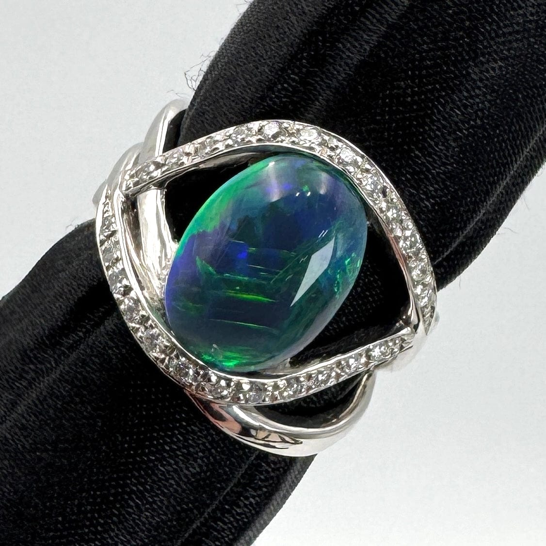 Luxury Promise Japan 45691 Pt900 Black Opal Ring BOP2.80 D0.24 11.4 GRJ So
