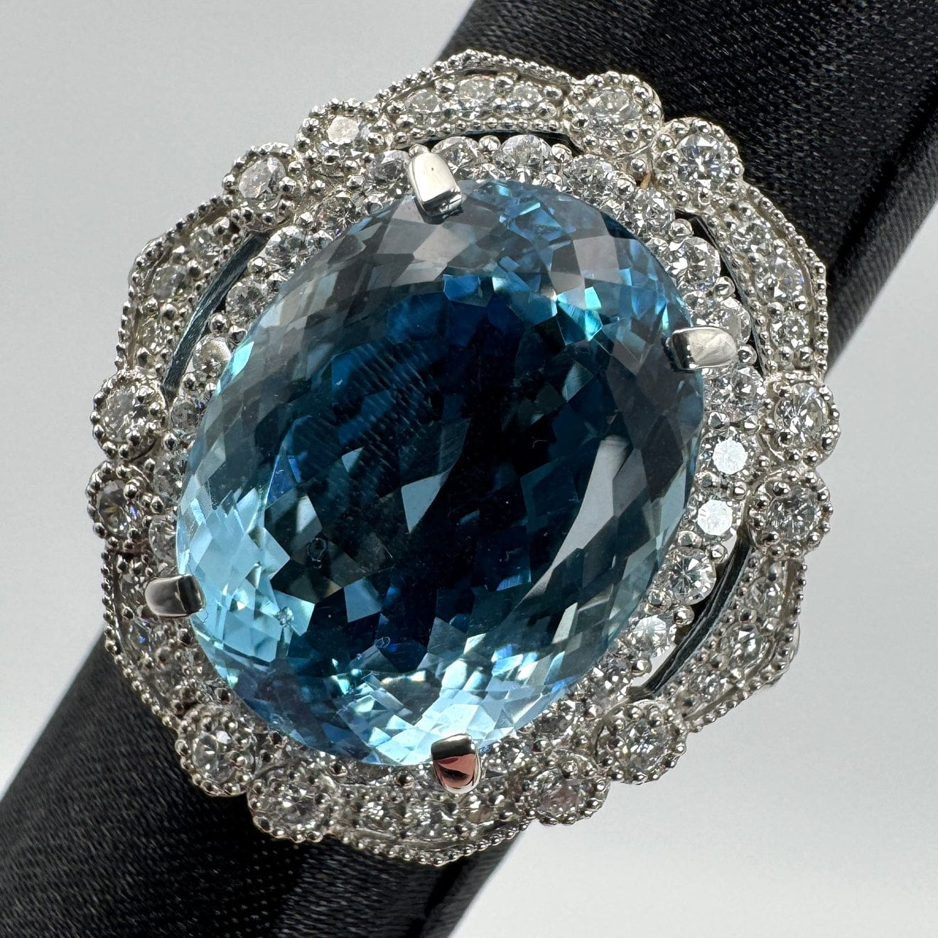 Luxury Promise Japan 47302 Pt950 Aquamarine Ring AQ12.45 D1.41 13.8 GRJso
