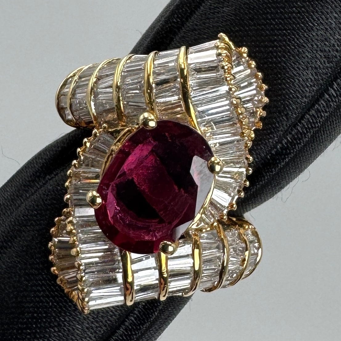 Luxury Promise Japan 49541 K18 Ruby Ring R1.52 D1.91 9.5 GRJ So
