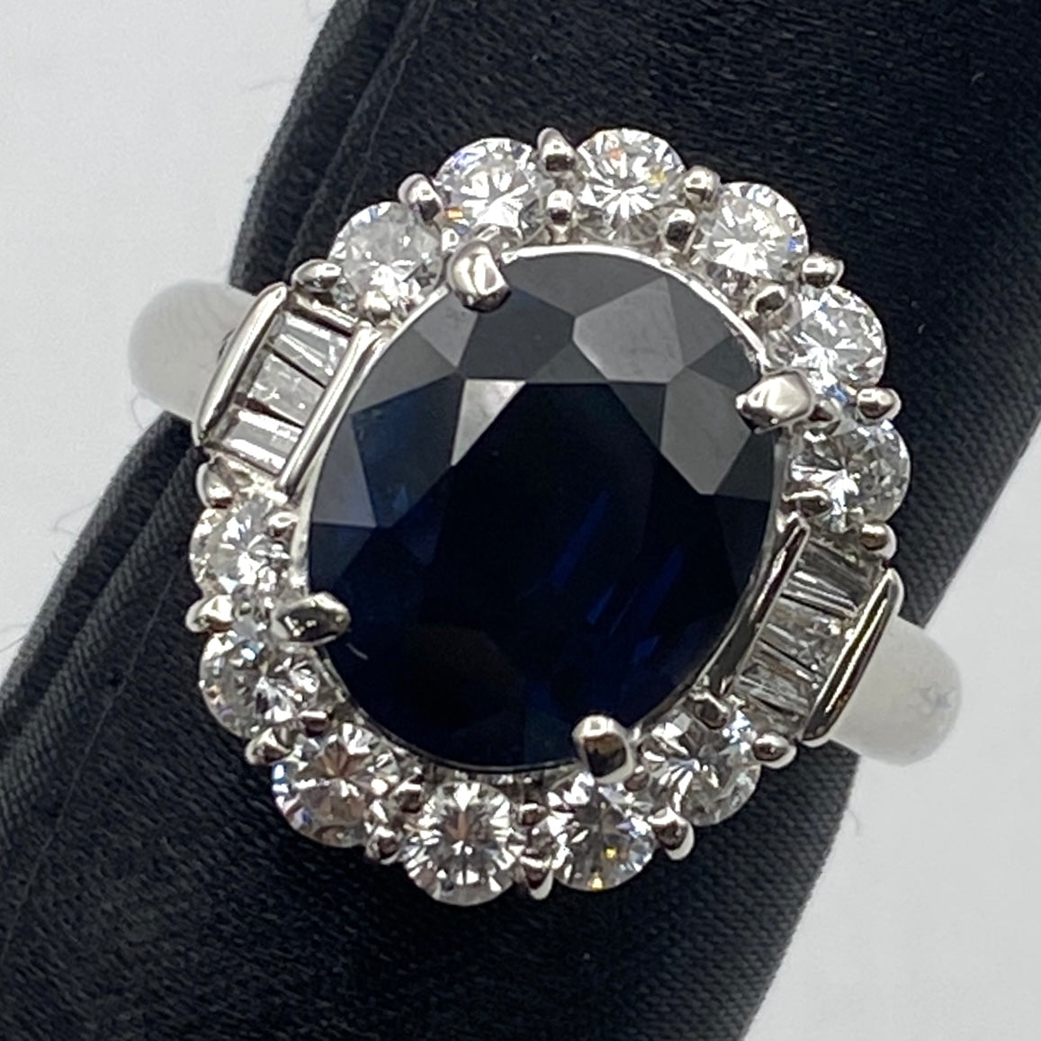 Luxury Promise Japan 49556 Pt900 sapphire ring S4.966 D0.924 D0.13 11.7g GRJ US8.5