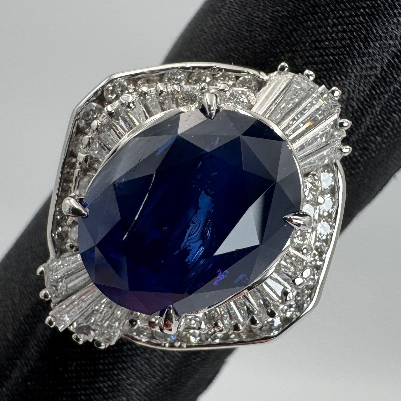 Luxury Promise Japan 49558 Pt900 Sapphire Ring S7.19 D1.02 16.2g GRJ So