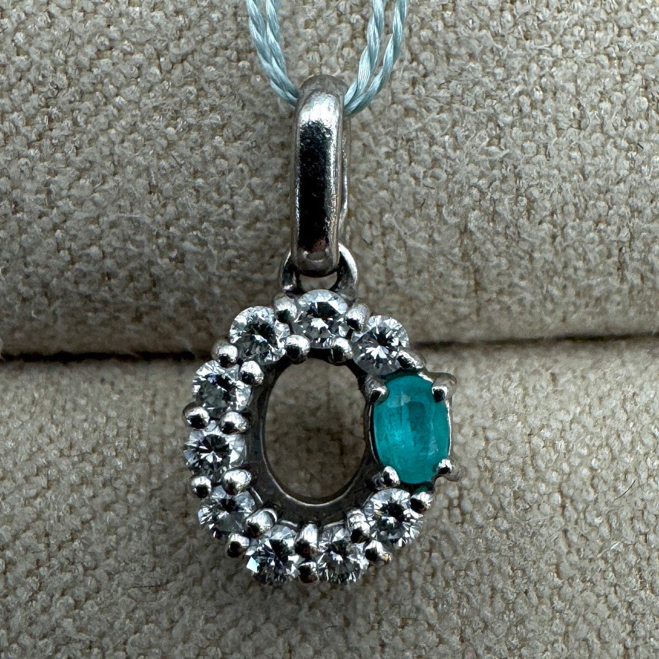 Luxury Promise Japan 49607 K18WG Paraiba Pen Top PRB0.07 D0.17 1.2g