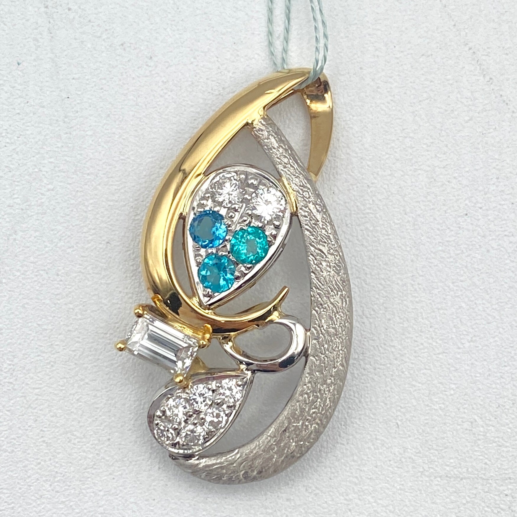 Luxury Promise Japan 49736 Pt900/K18 Paraiba pen top PRB0.47 D0.567 D0.35 9.9g NGL