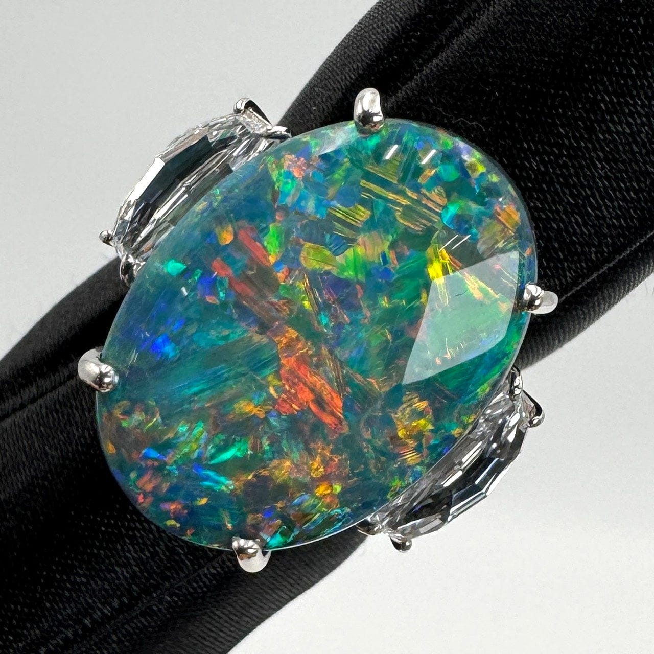 Luxury Promise Japan 49742 Pt900 Black Opal Ring BOP15.38 D1.68 20.7 Medium So/GRJ So