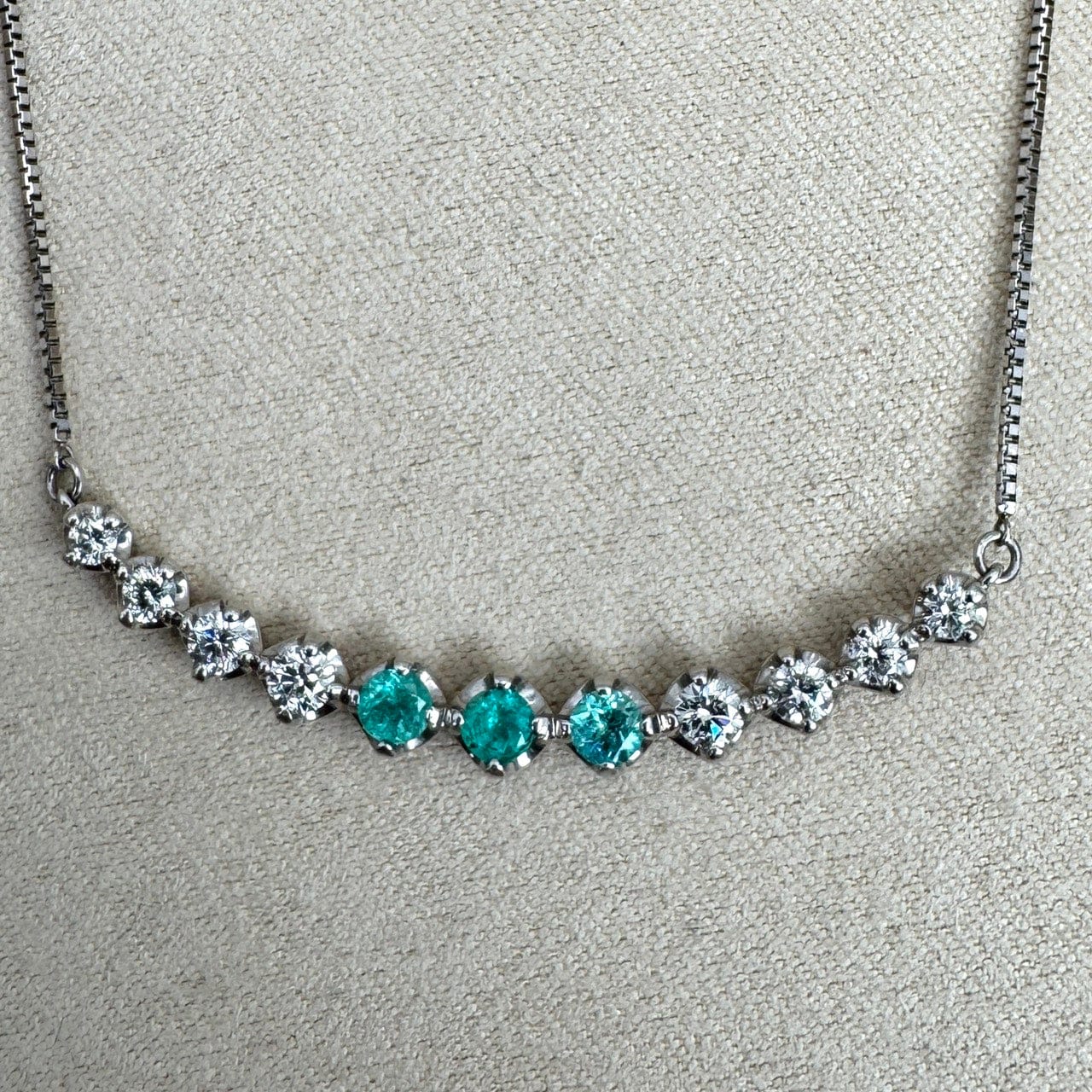 Luxury Promise Japan 49744 Pt900/850 Paraiba Necklace PRB0.41 D0.65 6.6 Other Appraisals