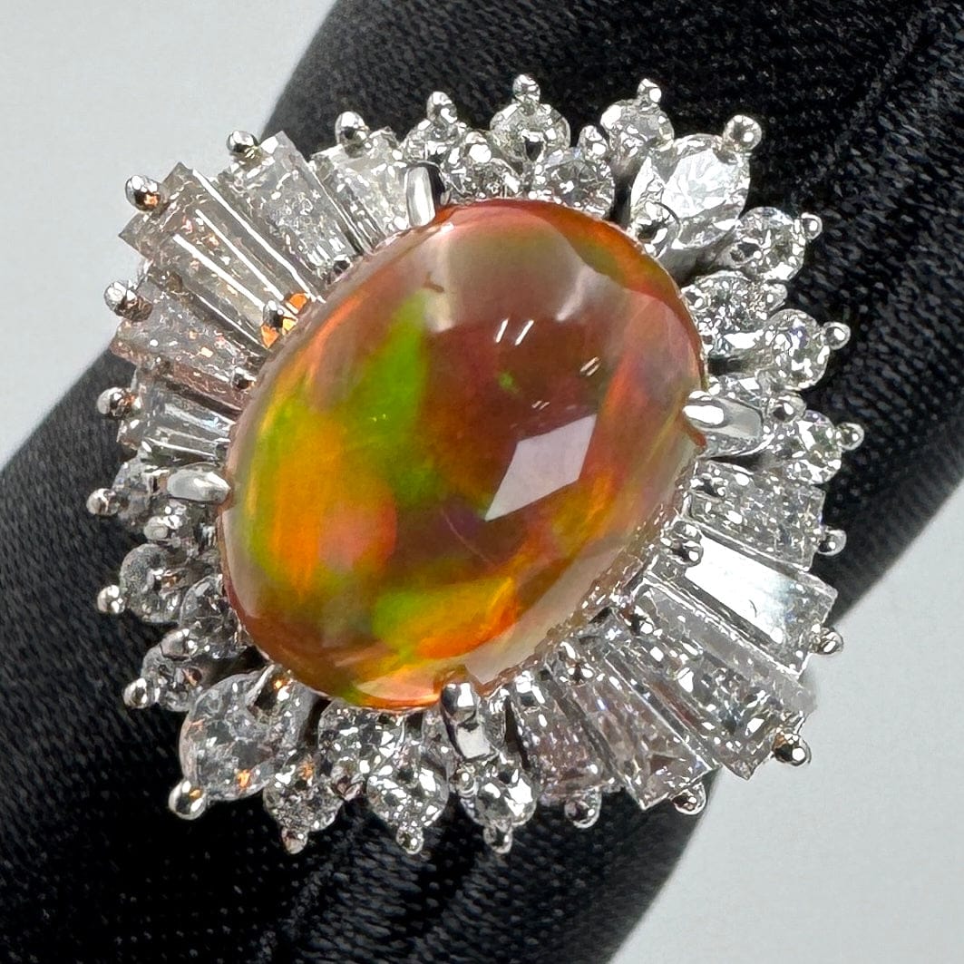 Luxury Promise Japan 49971 Pt900 Mexican Opal Ring 3.45 D1.15 9.3