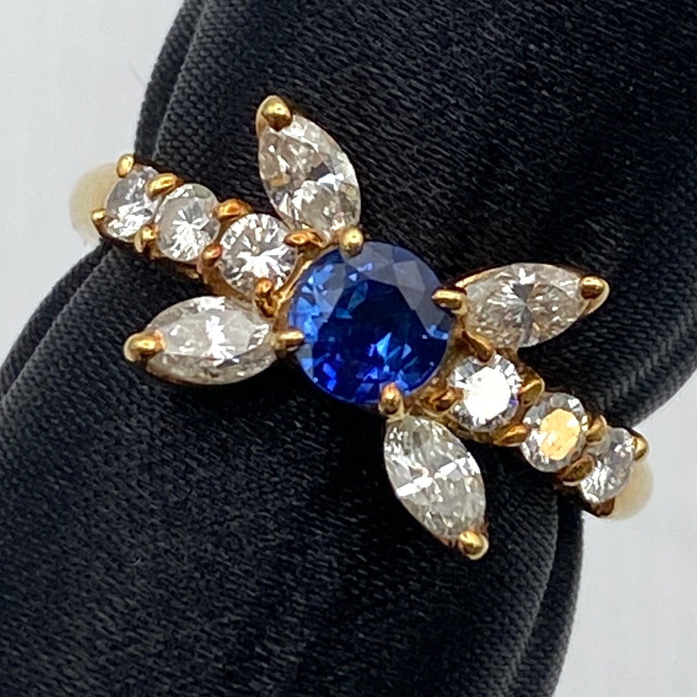 Luxury Promise Japan 50322 K18 sapphire ring S0.48 D0.56 3.8g US4.75
