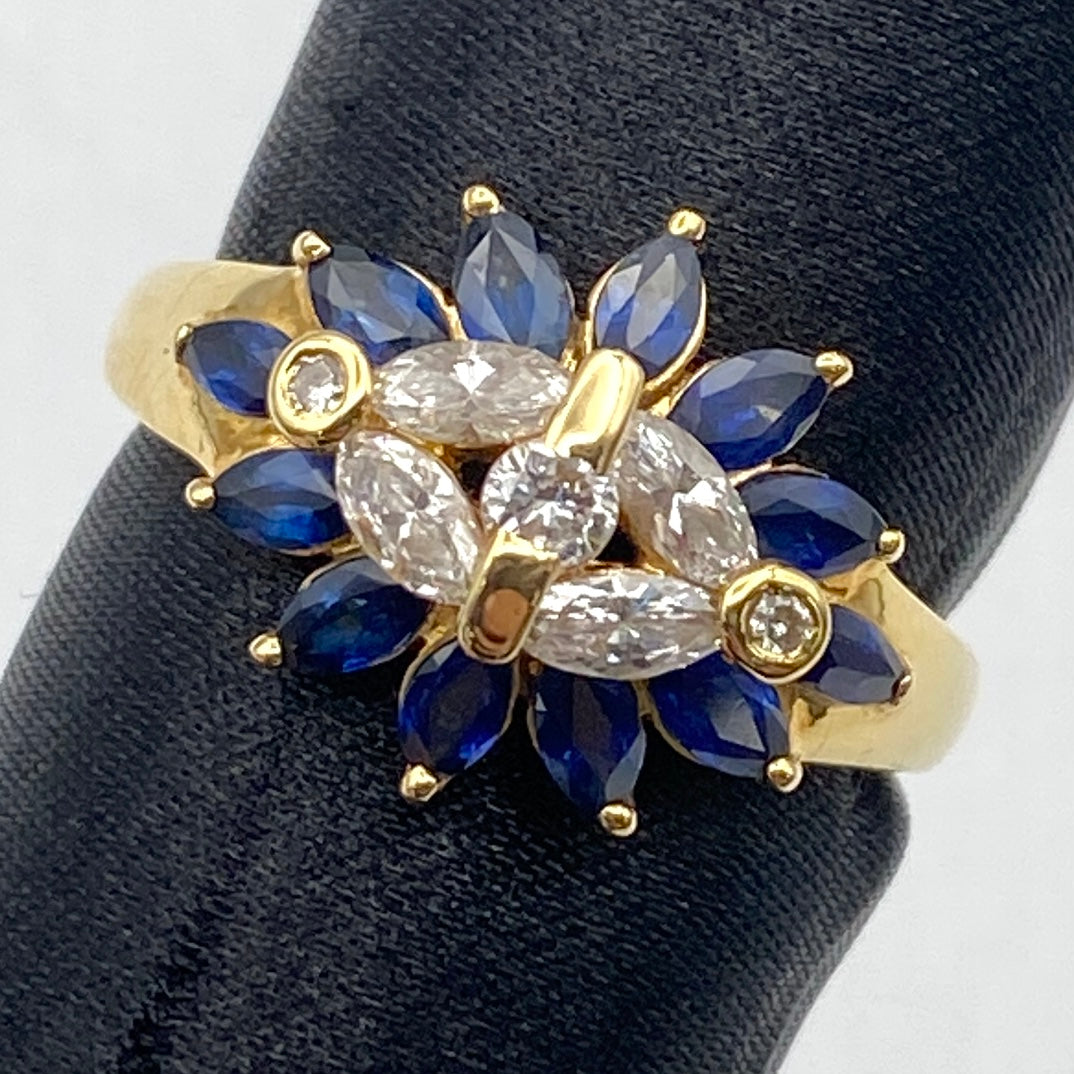 Luxury Promise Japan 50330 K18 sapphire ring S1.25 D0.45 5.9g US7