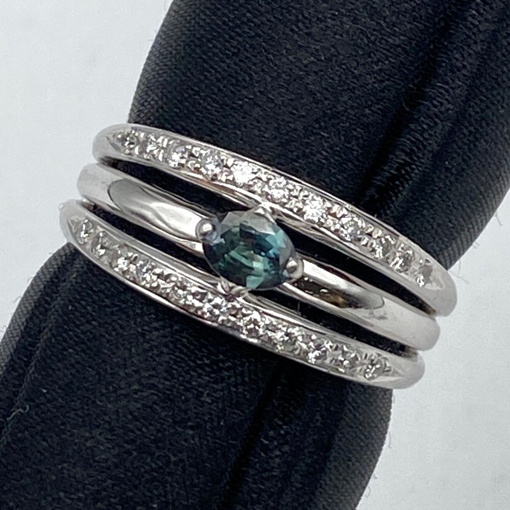 Luxury Promise Japan 50367 Pt900 Alexandrite Ring AL0.22 D0.18 7.3g NGL