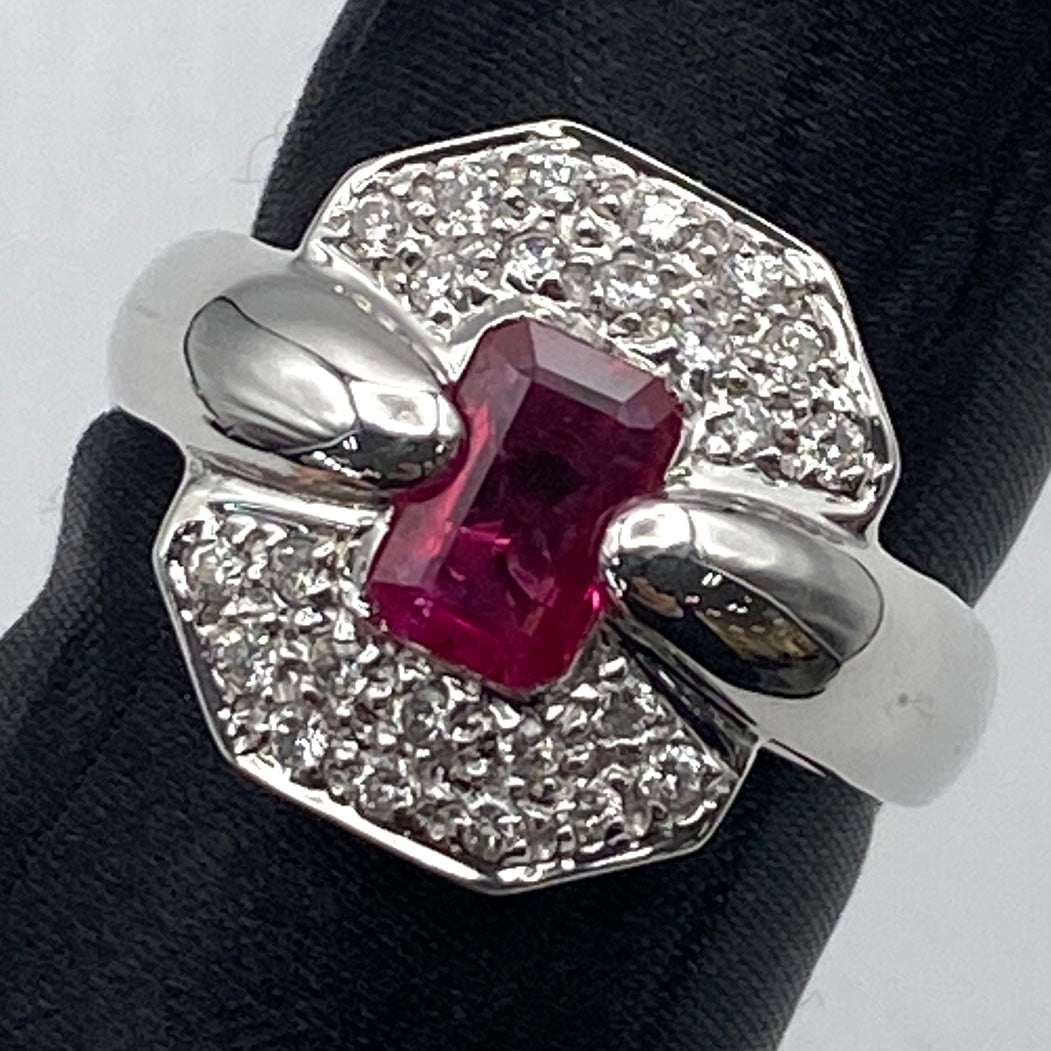 Luxury Promise Japan 50390 K18 Ruby Ring R0.91 D0.27 9.7g China-Soviet US7.5